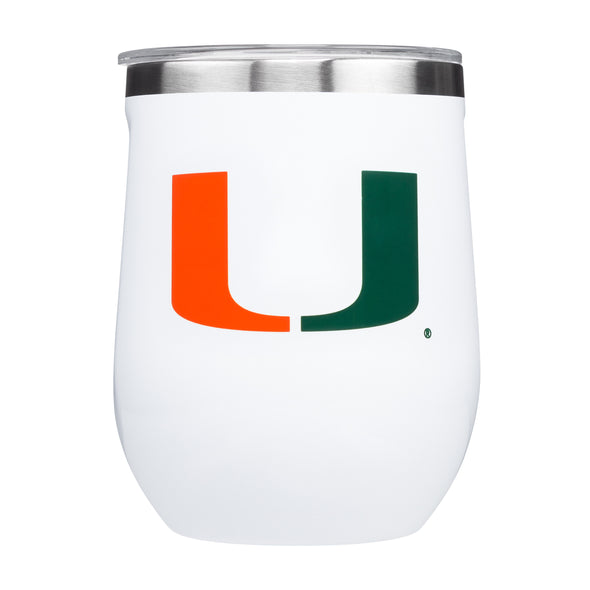 Corkcicle NCAA Miami Hurricanes Stemless 12oz Gloss White Big Logo 2 Pack