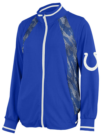 Zubaz NFL Women's Indianapolis Colts Elevated Full Zip Viper Accent Jacket