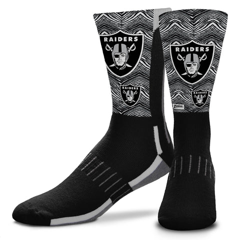 Zubaz X FBF NFL Youth Las Vegas Raiders Phenom Curve Crew Socks