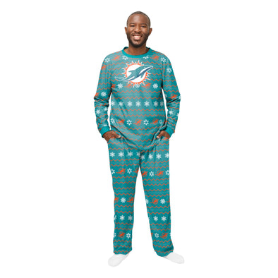 FOCO Men's NFL Miami Dolphins Primary Team Logo Ugly Pajama Set