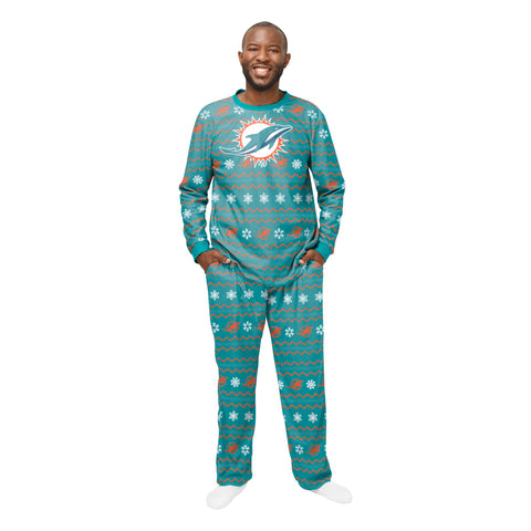 FOCO Men's NFL Miami Dolphins Primary Team Logo Ugly Pajama Set