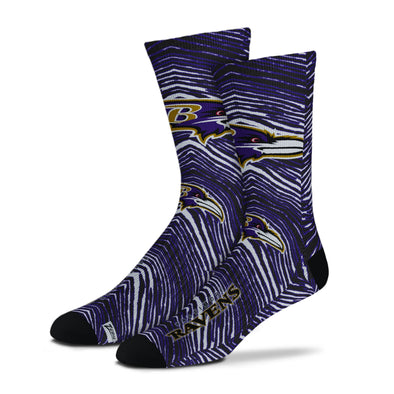 Zubaz By For Bare Feet NFL Youth Baltimore Ravens Zubified Dress Socks, One Size