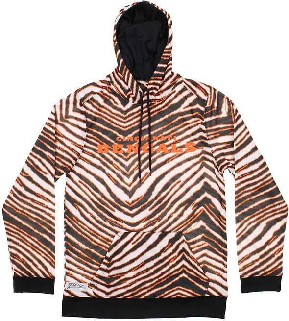 Zubaz NFL Football Men's Cincinnatti Bengals Zebra Print Touchdown Hoodie