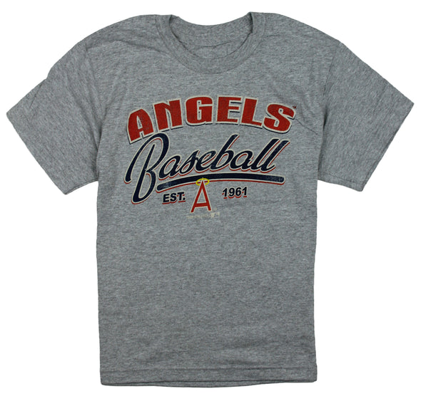 MLB Los Angeles Angels Youth Boys Vintage Graphic Tee T-Shirt, Grey
