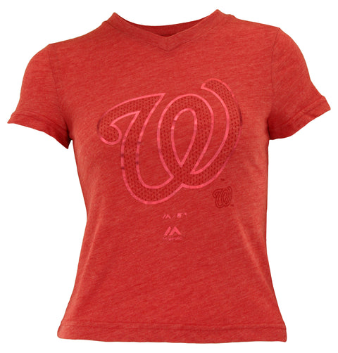 Outerstuff MLB Youth Girl's Washington Nationals Tri-blend Slider Tee