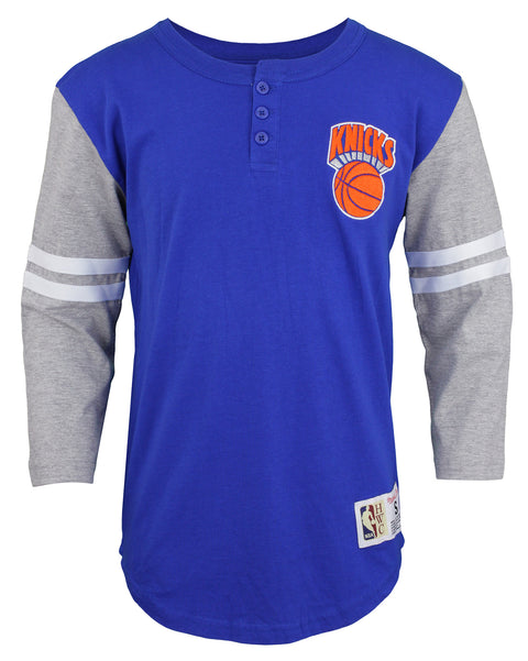 Mitchell & Ness NBA Youth Boys (8-20) New York Knicks 3/4 Sleeve Henley Tee
