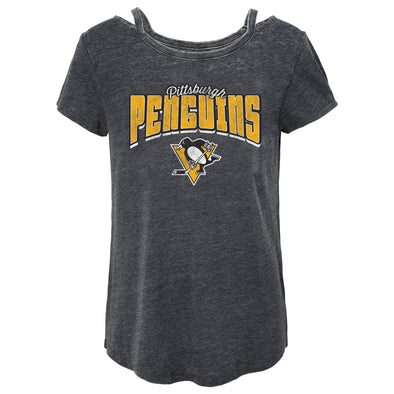 Outerstuff NHL Youth Girls (7-16) Pittsburgh Penguins Knights Peace Split Neck Tee