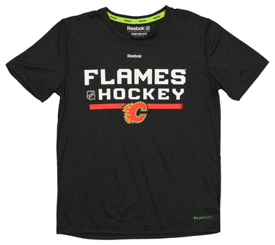 Reebok NHL Youth (8-20) Calgary Flames Playdry Short Sleeve T-Shirt, Black