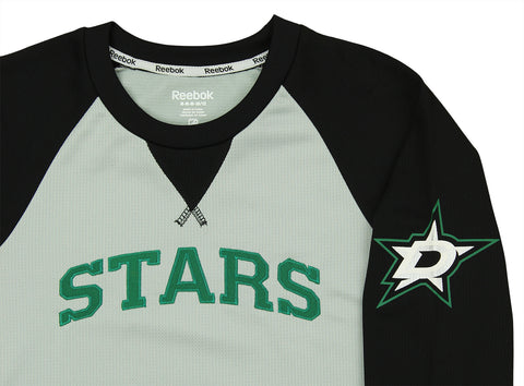 Reebok NHL Youth Dallas Stars Faceoff Long Sleeve Raglan Crew, Gray