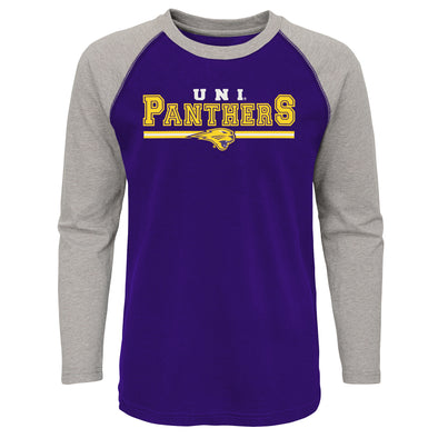 Outerstuff NCAA Youth 8-20 Northern Iowa Panthers Varsity Block Raglan Tee