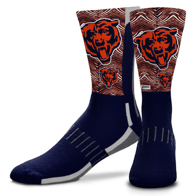 Zubaz X FBF NFL Adult Unisex Chicago Bears Phenom Curve Crew Socks