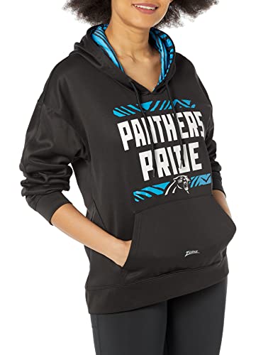 Zubaz NFL Women's Carolina Panthers Solid Team Color Hoodie with Zebra Details