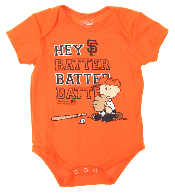 MLB Infants San Francisco Giants Peanuts Love Baseball Creeper, Orange
