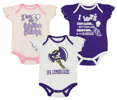Outerstuff NCAA Infant Girl Stephen F. Austin Lumberjacks Three Piece Creeper Set