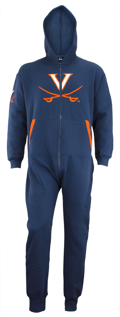KLEW NCAA Unisex Virginia Cavaliers One Piece Jumpsuit, Navy
