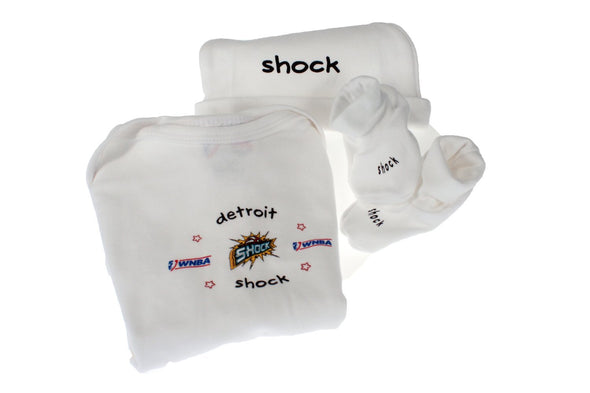 WNBA Basketball Detroit Shock Three Piece Newborn 0-6 Gift Set