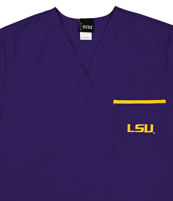 Fabrique Innovations NCAA Unisex LSU Tigers Team Color Scrub Top