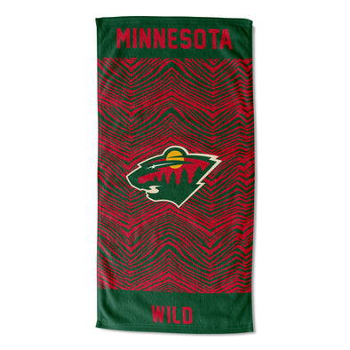 Northwest Minnesota Wild NHL Classic Zebra Print Beach Towel, 30x60