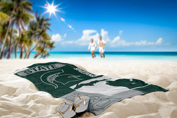 Northwest NCAA Michigan State Spartans State Line Beach Towel