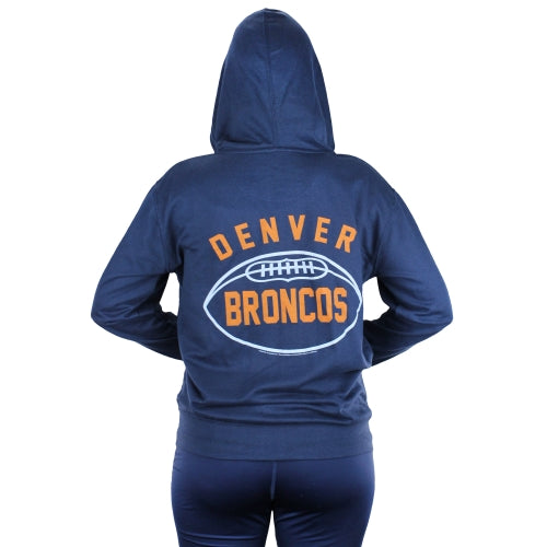 Denver Broncos NFL Womens Double Coverage Full Zip French Terry Hoodie, Navy