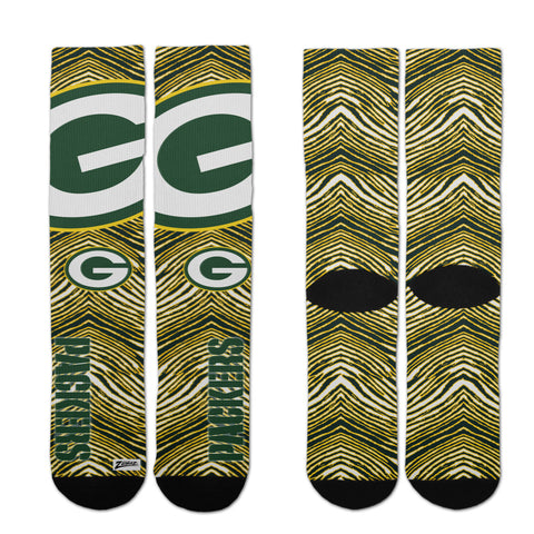 Zubaz By For Bare Feet NFL Adults Unisex Green Bay Packers Zubified Dress Socks, Large