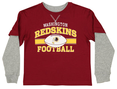 Outerstuff Washington Redskins NFL Kid's Boys (4-7) Long Sleeve Faux Layer Shirt, Maroon