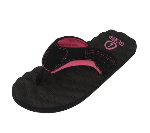 Sporto Women's Beach Comfort Flip Flops Sandals - Black and Gray