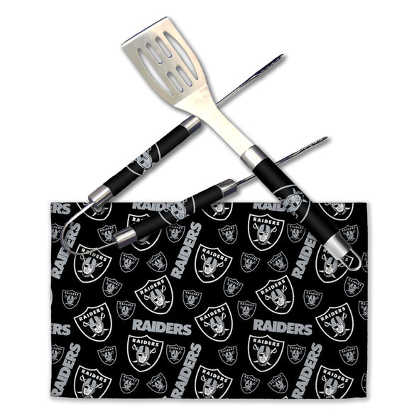 Northwest NFL Las Vegas Raiders Scatter Print 3 Piece BBQ Grill Set