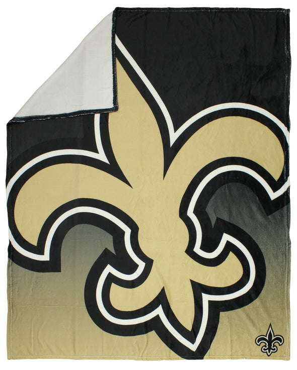 FOCO NFL New Orleans Saints Gradient Micro Raschel Throw Blanket, 50 x 60