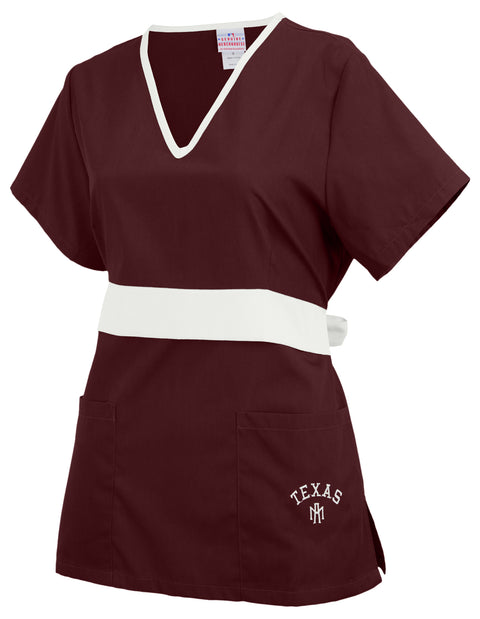 Fabrique Innovations NCAA Unisex A&M Aggies Team Color Strap Scrub Top