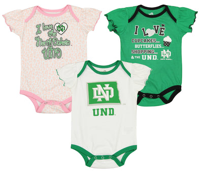 Outerstuff NCAA Infant Girls North Dakota Fighting Hawks Three Piece Creeper Set
