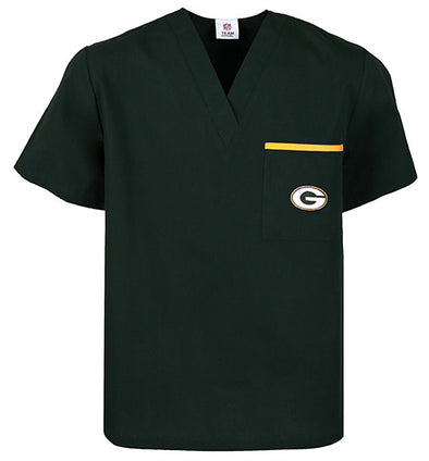Fabrique Innovations NFL Unisex Green Bay Packers Team Color Scrub Top
