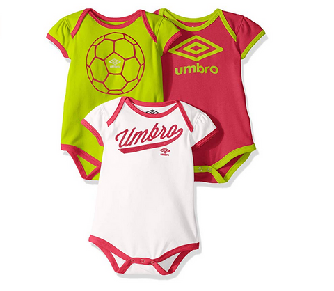 Umbro Infant Girls Fangirl 3 Pack Creeper Set, Color Options