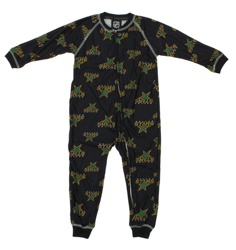 NHL Toddlers Dallas Stars Full Zip Raglan Logo Print Coverall, Black