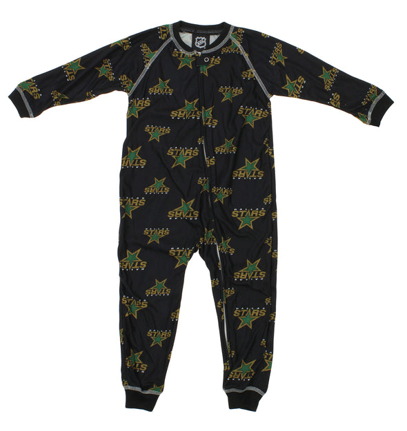 NHL Toddlers Dallas Stars Full Zip Raglan Logo Print Coverall, Black