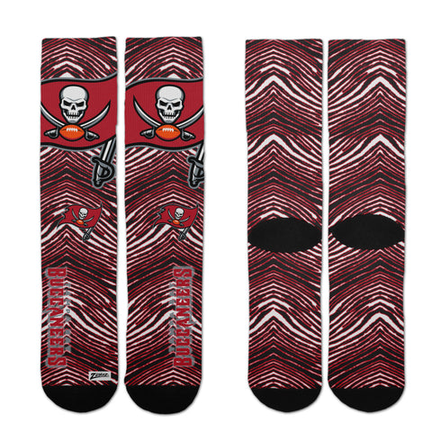 Zubaz By For Bare Feet NFL Adults Unisex Tampa Bay Buccaneers Zubified Dress Socks, Large