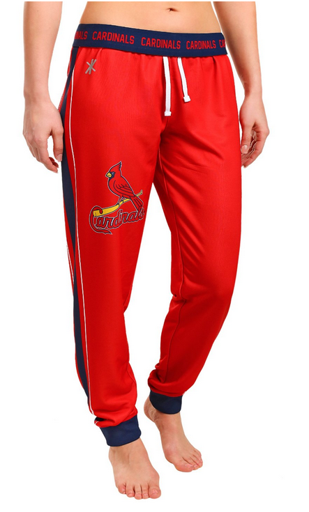 KLEW MLB Women's St. Louis Cardinals Cuffed Jogger Pants, Red