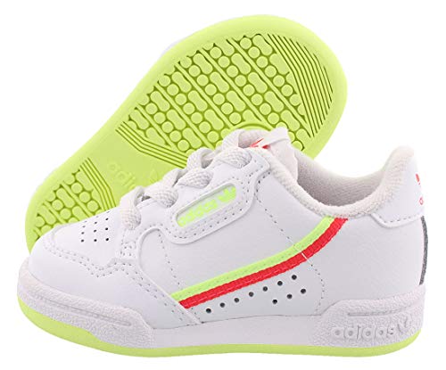 Adidas Infants Continental 80 Casual Sneaker Shoes, White/Shock Red/Yellow