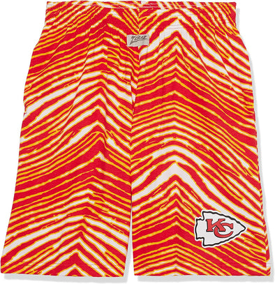 Zubaz Kansas City Chiefs NFL Men's Classic Zebra Print Shorts with Team Logo
