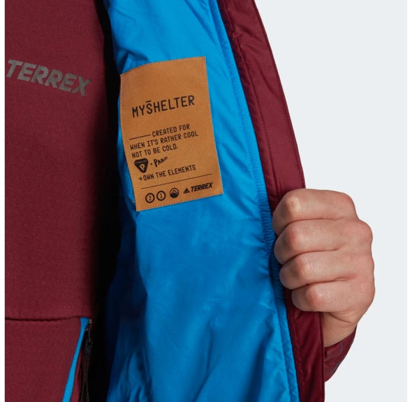 adidas Men's Terrex Myshelter Primaloft Hooded Padded Jacket, Shadow Red