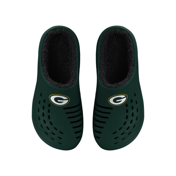 FOCO NFL Men's Green Bay Packers Sherpa Lined Big Logo Clogs