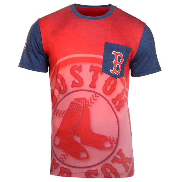 KLEW MLB Men's Boston Red Sox Big Graphics Pocket Logo Tee T-shirt, Red