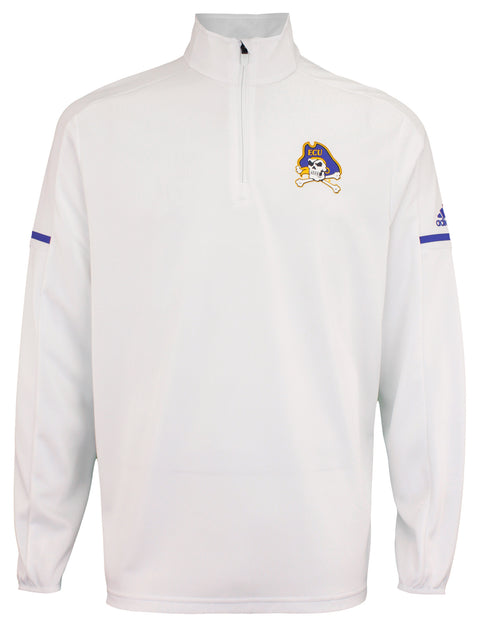 adidas NCAA Men's East Carolina Pirates Team Logo 1/4 Zip Pullover, White