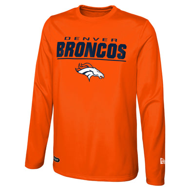 New Era Denver Broncos NFL Men's Stated 2.0 Crew Fleece Sweatshirt, Orange