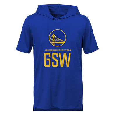 Outerstuff Golden State Warriors NBA Boys Kids Static Performance Hooded Tee, Blue