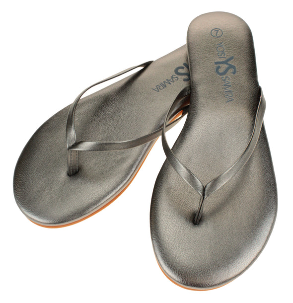 Yosi Samra Women's Roee Flip Flop, Pewter