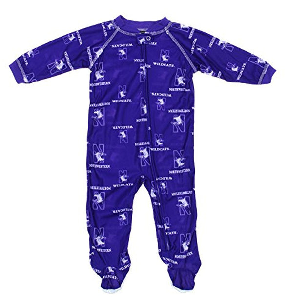 NCAA Little Boys Northwestern Wildcats Infant/Toddlers Raglan Zip-up Coverall Sleeper