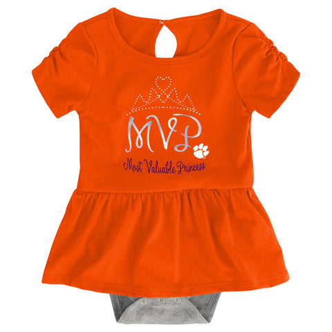 Outerstuff NCAA Infant Girls Clemson Tigers MVP Creeper, Bib & Bootie Set