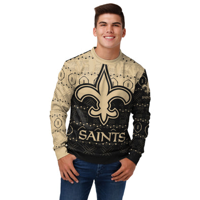 FOCO Men's NFL New Orleans Saints Primary Logo Lightweight Holiday Sweater
