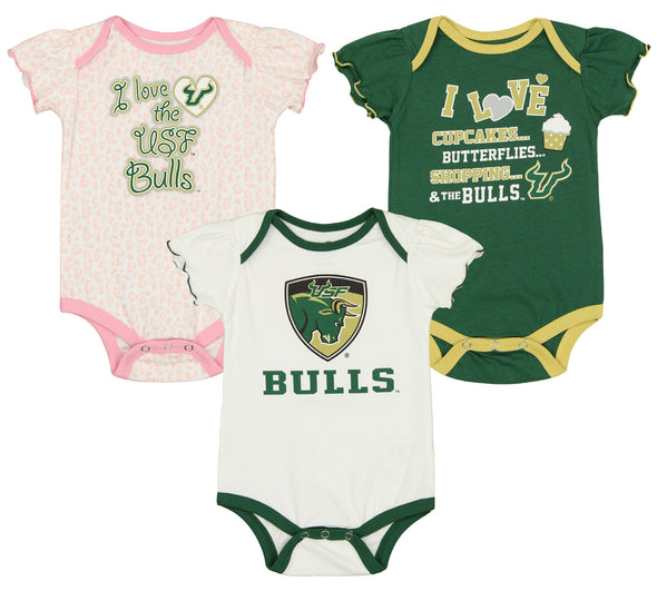 Outerstuff NCAA Infant Girls South Florida Bulls Three Piece Creeper Set